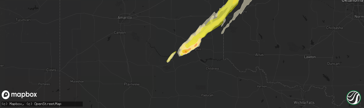 Hail map in Lakeview, TX on March 5, 2026