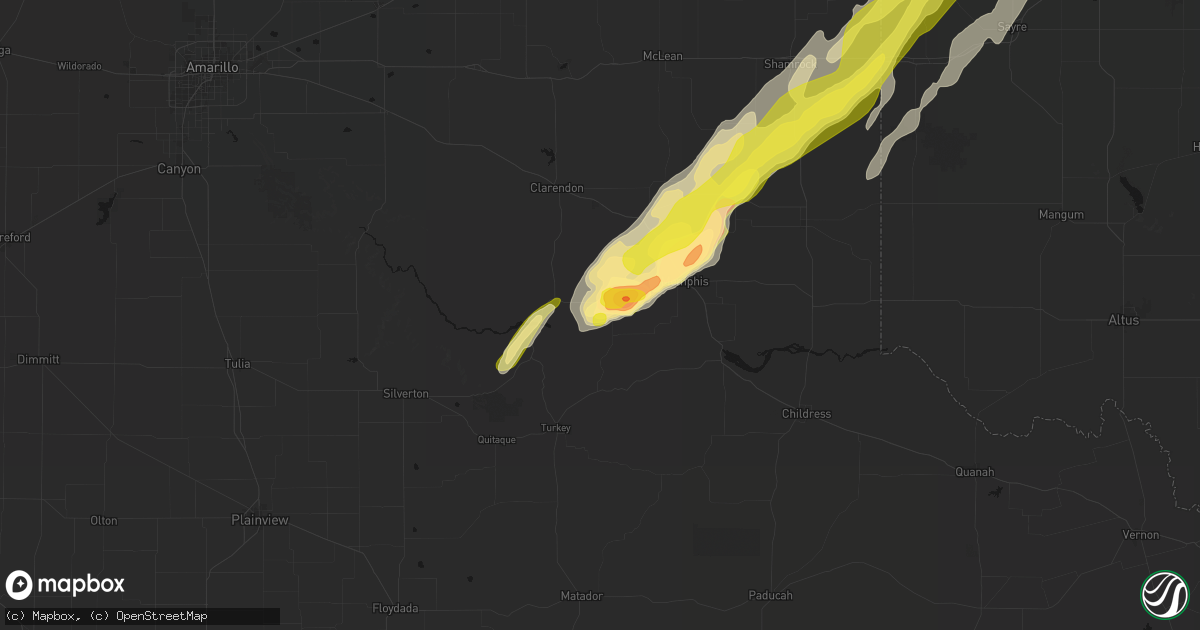 Hail map in Lakeview, TX on March 5, 2026