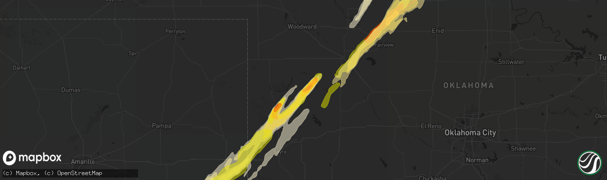 Hail map in Leedey, OK on March 5, 2026
