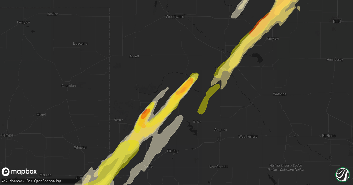 Hail map in Leedey, OK on March 5, 2026