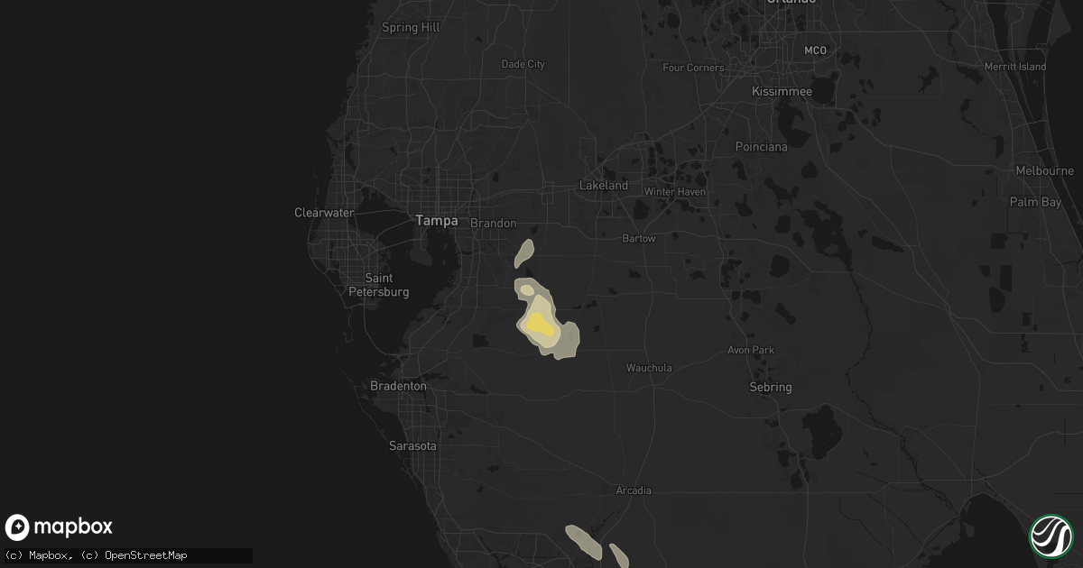 Hail map in Lithia, FL on March 5, 2026