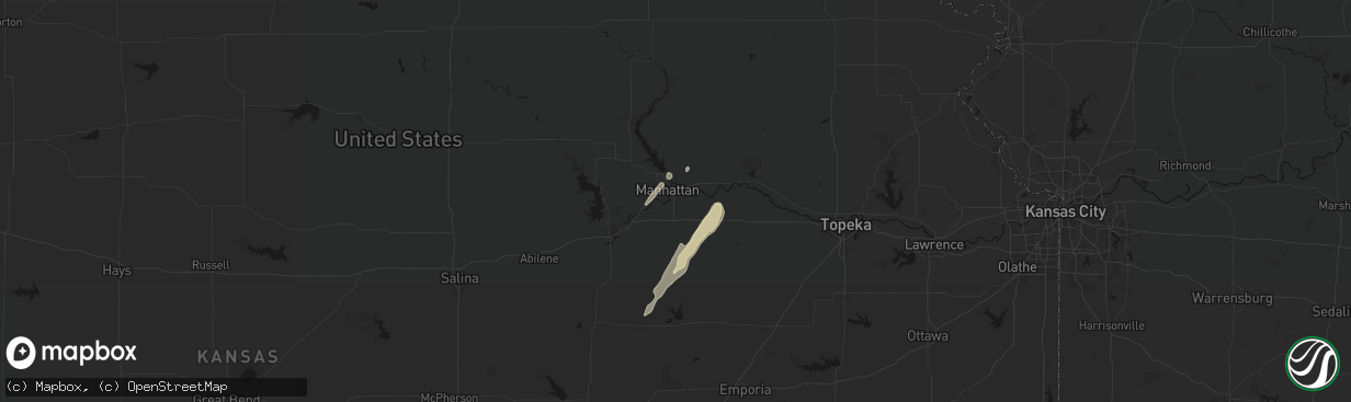 Hail map in Manhattan, KS on March 5, 2026