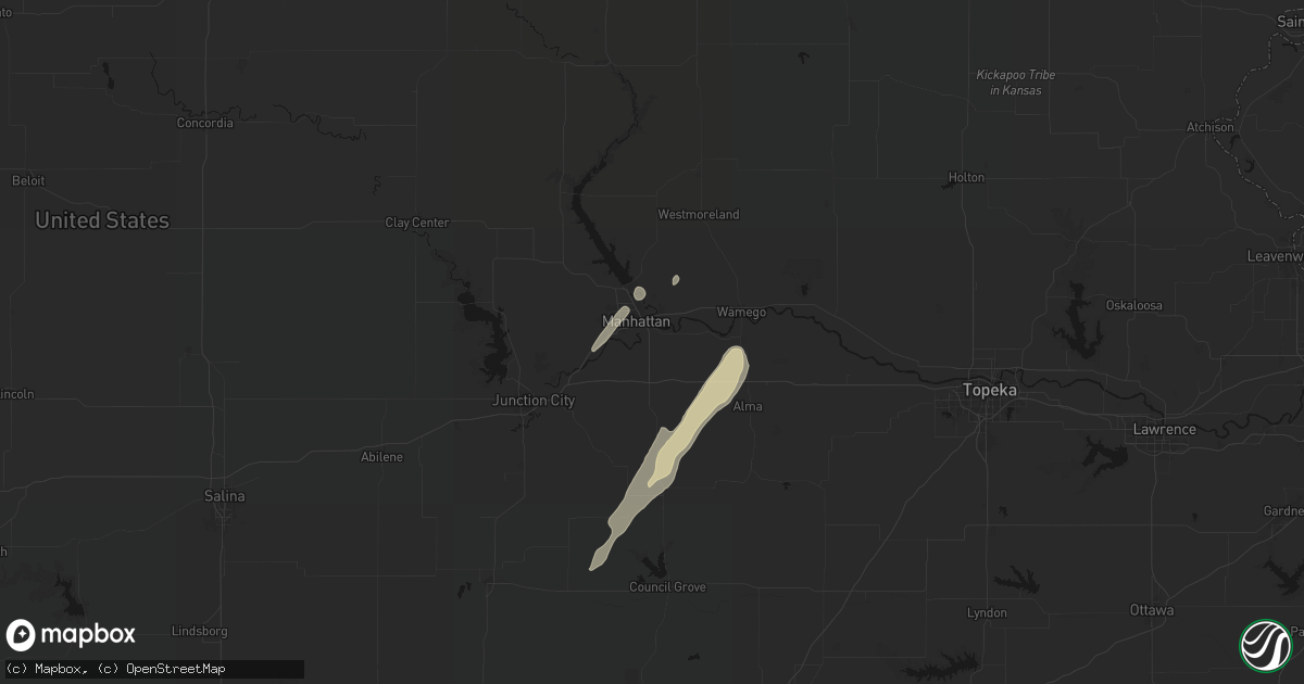 Hail map in Manhattan, KS on March 5, 2026