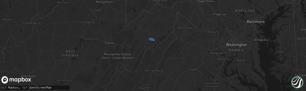 Hail map in Mathias, WV on March 5, 2026