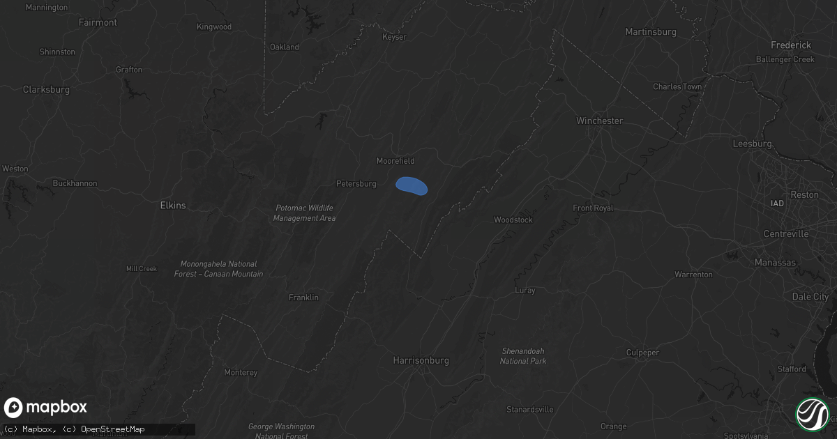 Hail map in Mathias, WV on March 5, 2026