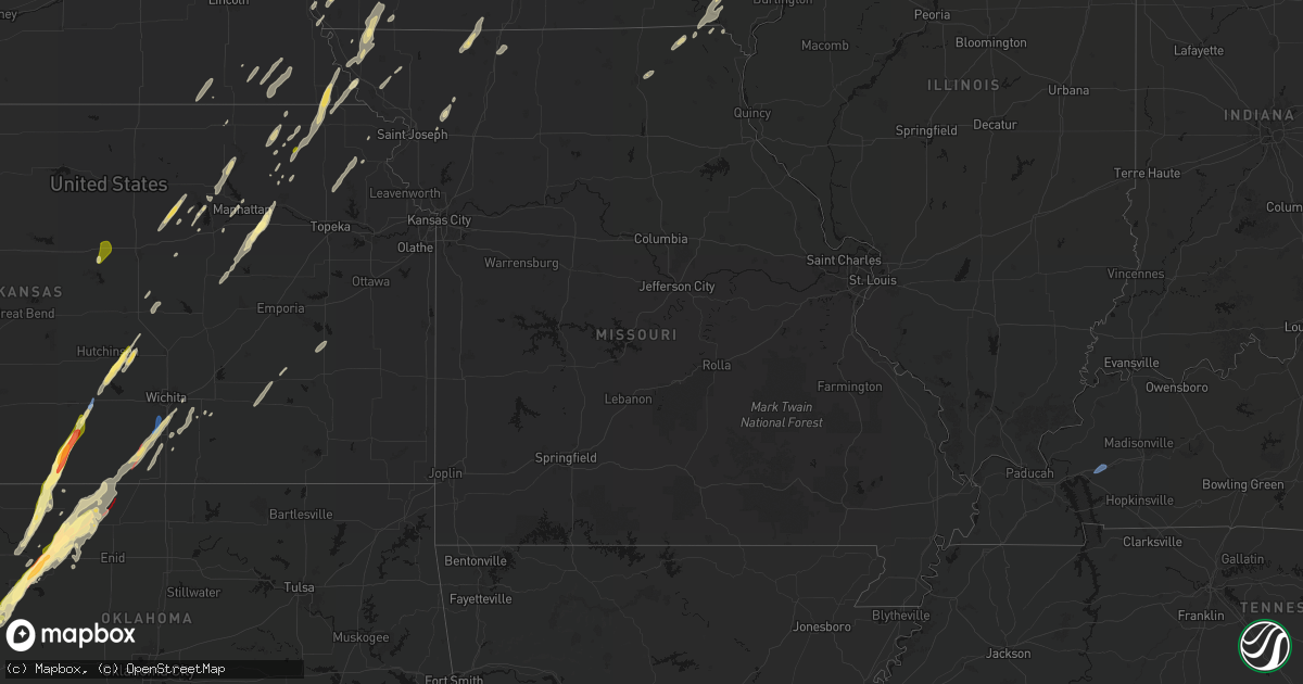Hail map in Missouri on March 5, 2026