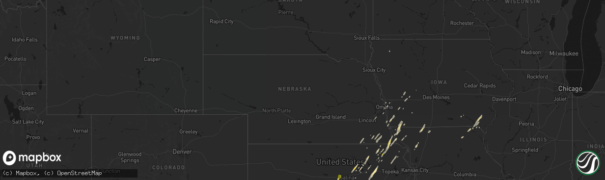 Hail map in Nebraska on March 5, 2026