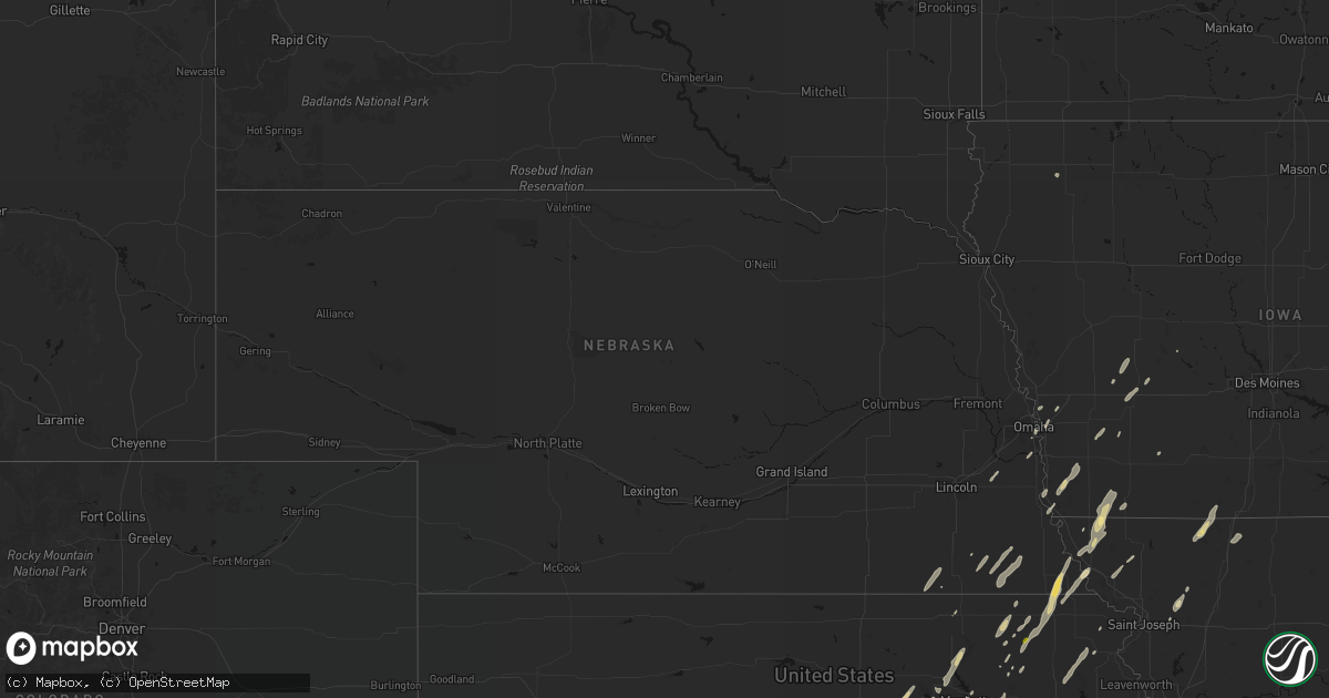 Hail map in Nebraska on March 5, 2026