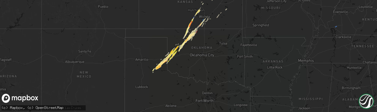 Hail map in Oklahoma on March 5, 2026