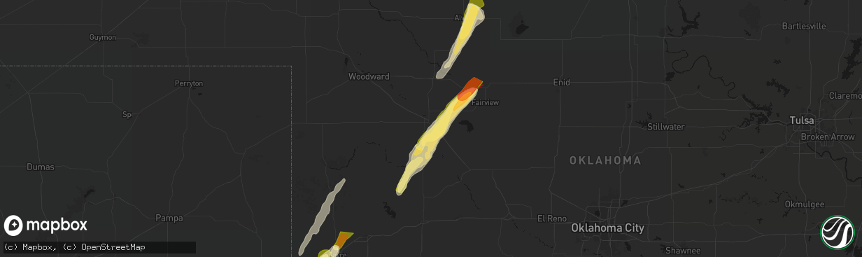 Hail map in Seiling, OK on March 5, 2026