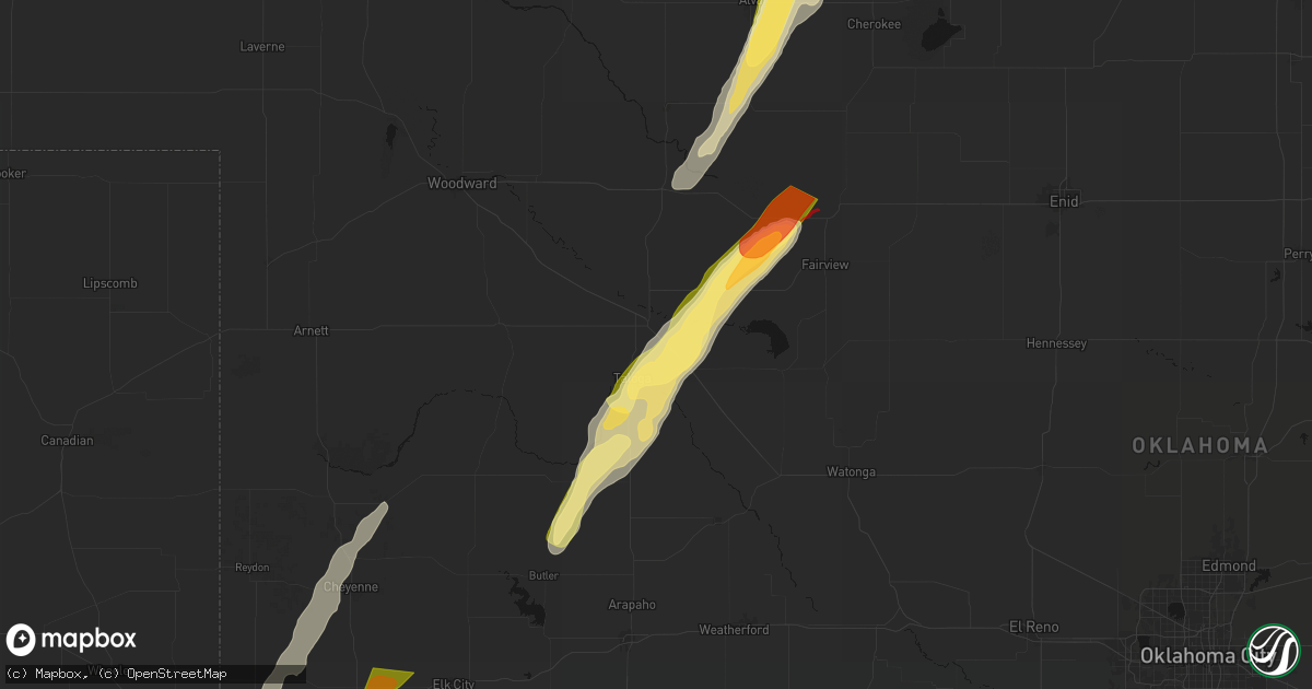 Hail map in Seiling, OK on March 5, 2026
