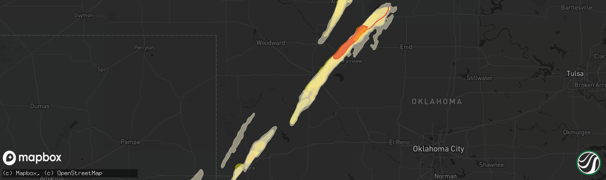 Hail map in Taloga, OK on March 5, 2026