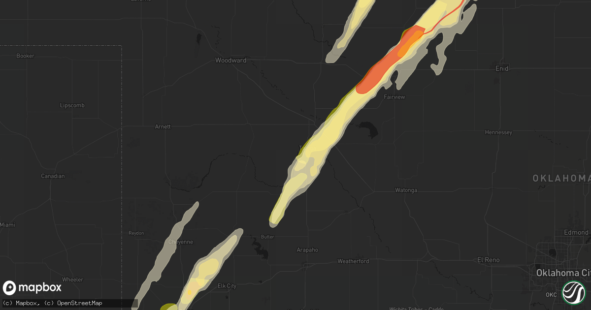 Hail map in Taloga, OK on March 5, 2026
