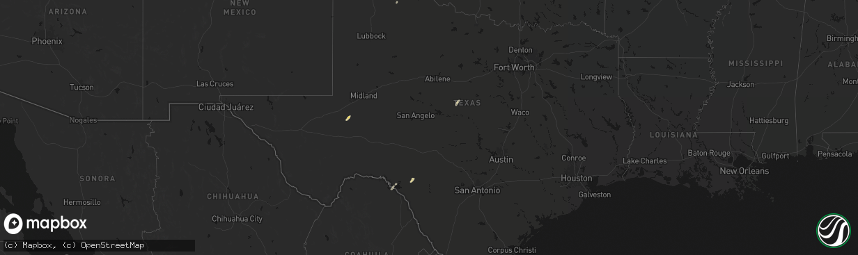 Hail map in Texas on March 5, 2026