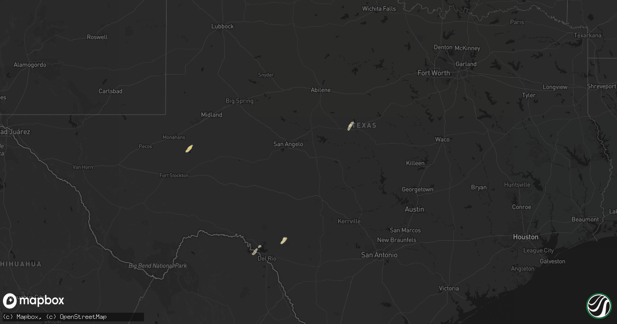 Hail map in Texas on March 5, 2026
