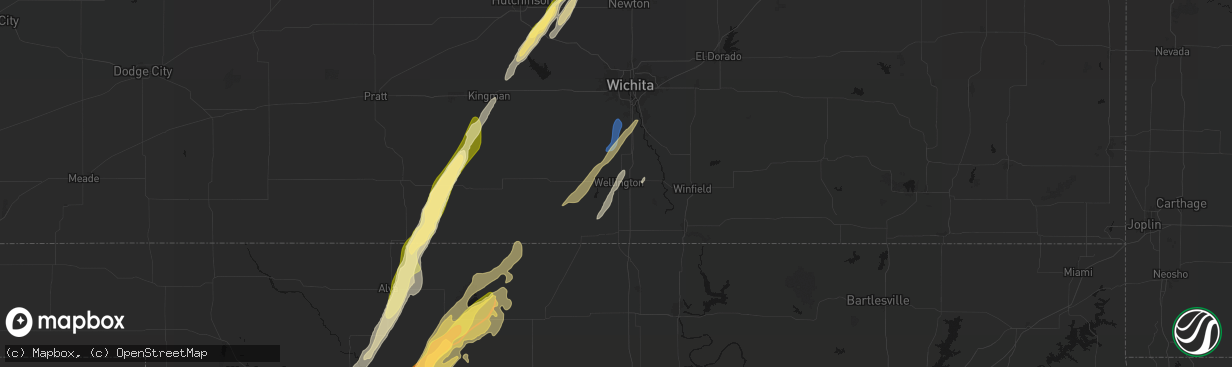 Hail map in Wellington, KS on March 5, 2026