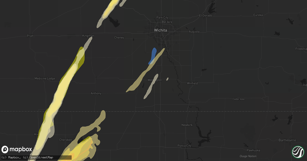 Hail map in Wellington, KS on March 5, 2026