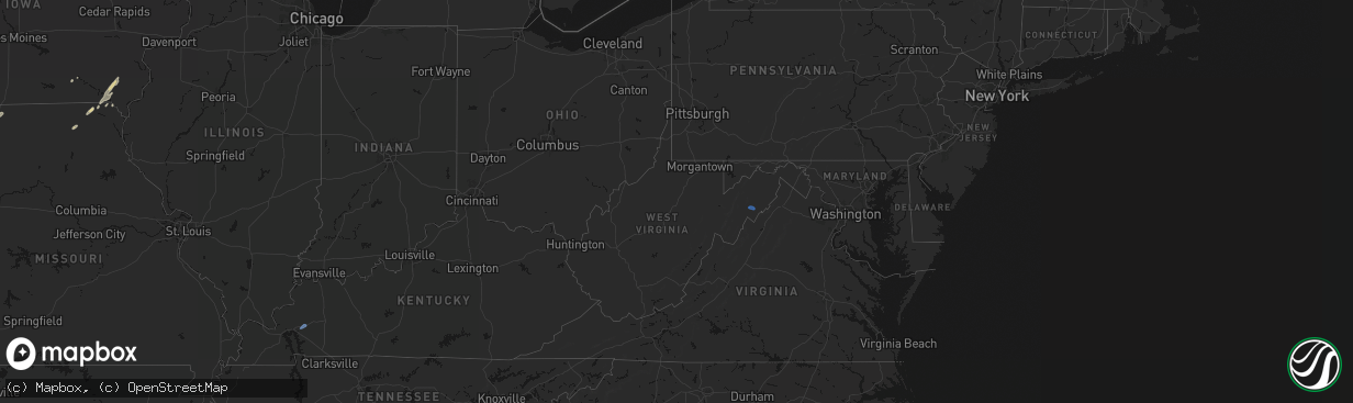 Hail map in West Virginia on March 5, 2026