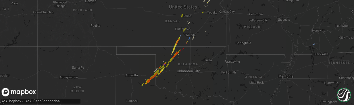 Hail map on March 5, 2026
