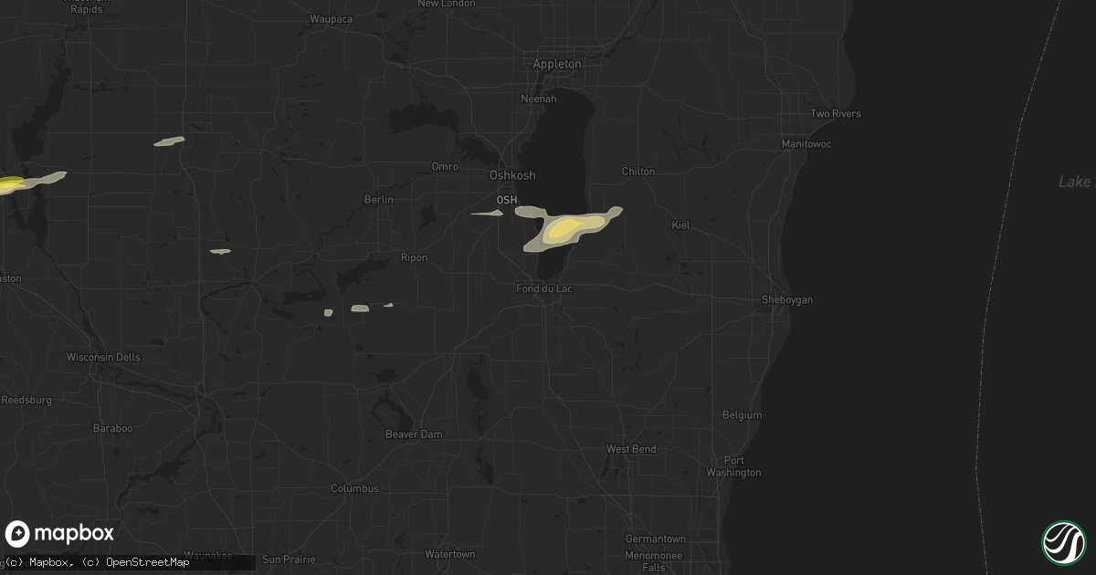 Hail map in Fond Du Lac, WI on March 6, 2016