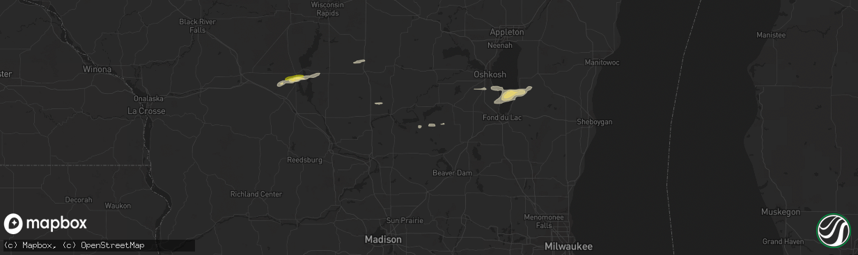Hail map in Markesan, WI on March 6, 2016