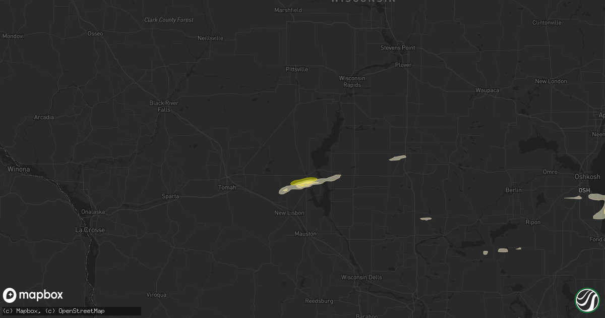 Hail map in Necedah, WI on March 6, 2016