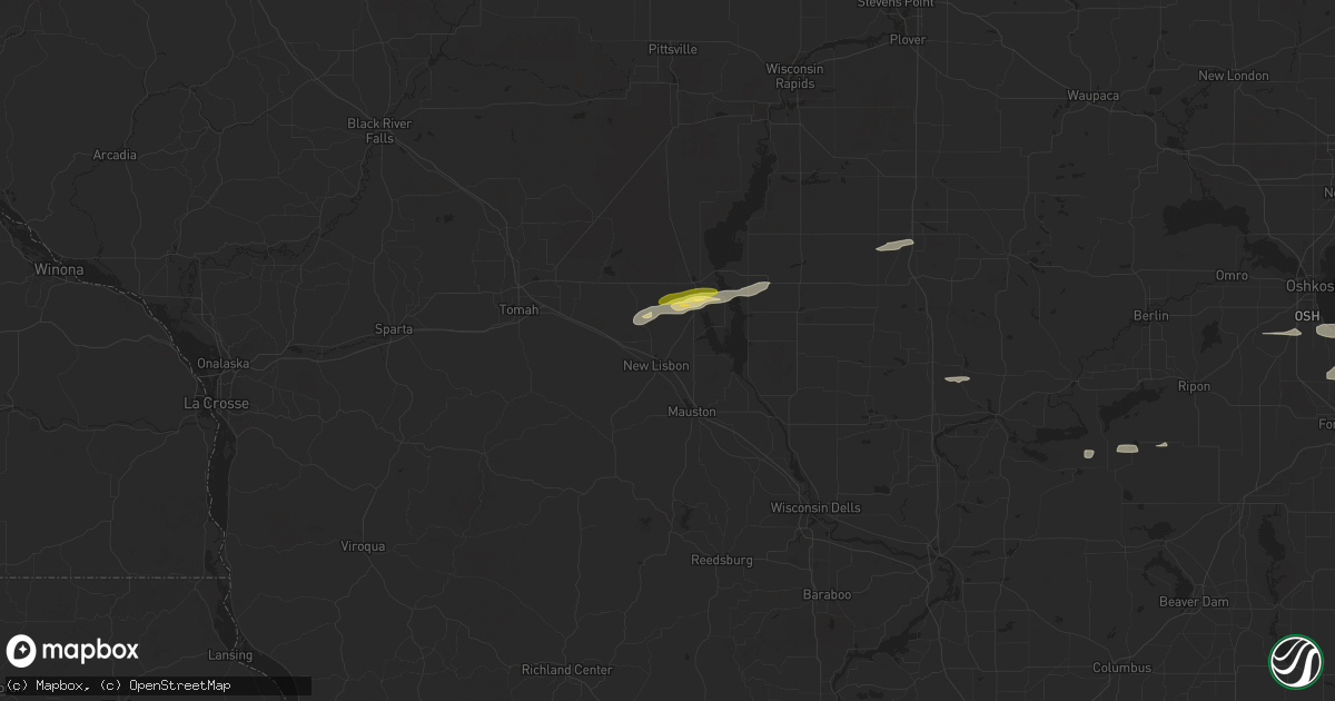 Hail map in New Lisbon, WI on March 6, 2016