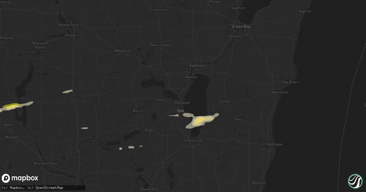 Hail map in Oshkosh, WI on March 6, 2016