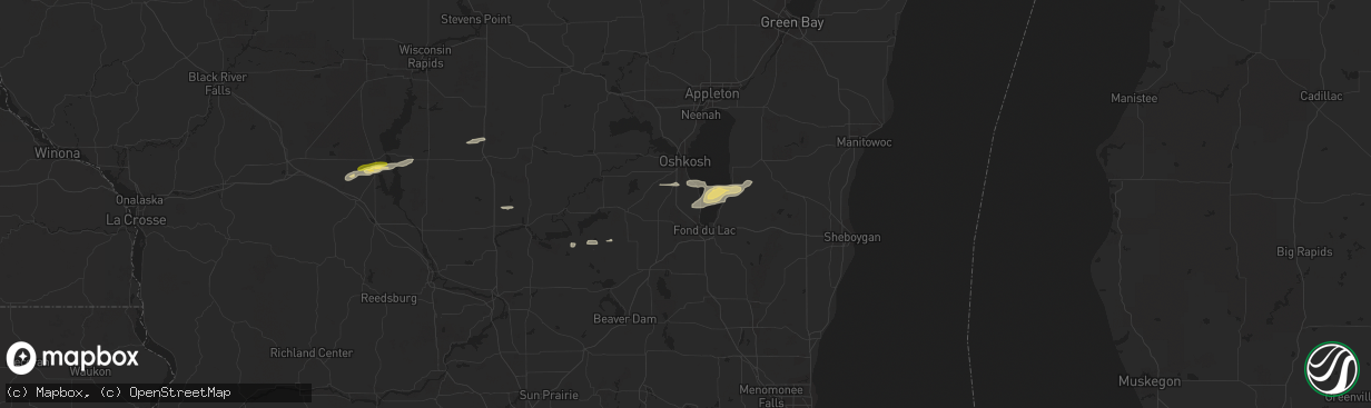 Hail map in Van Dyne, WI on March 6, 2016