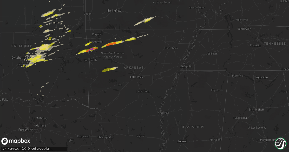 Hail map in Arkansas on March 6, 2017
