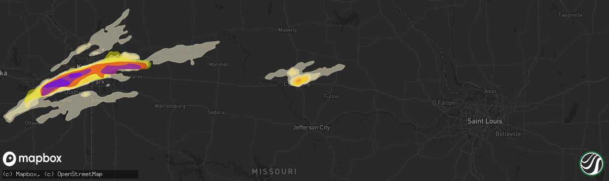 Hail map in Columbia, MO on March 6, 2017