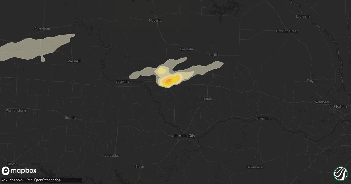 Hail map in Columbia, MO on March 6, 2017