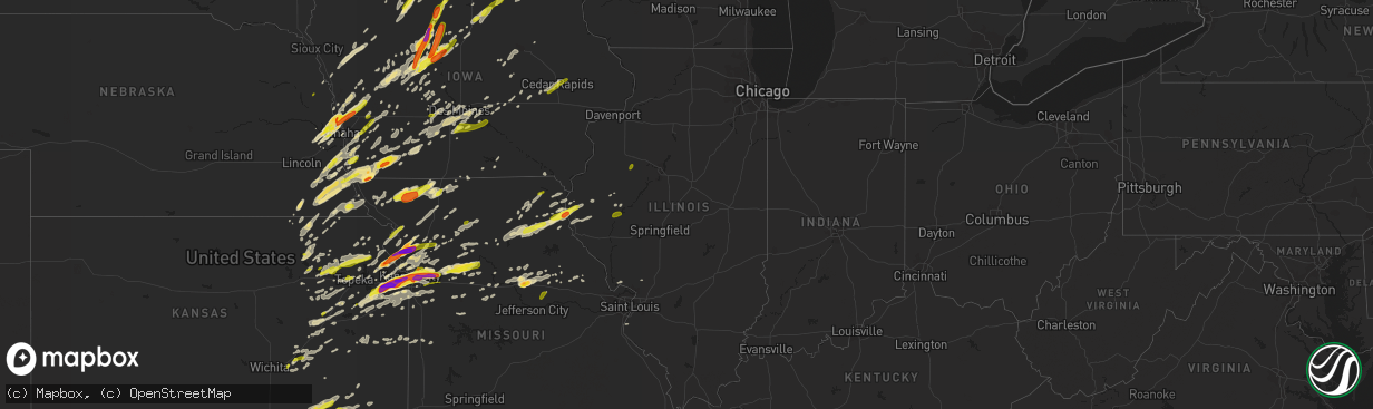 Hail map in Illinois on March 6, 2017