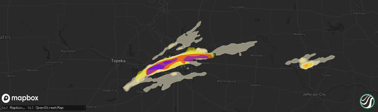 Hail map in Independence, MO on March 6, 2017