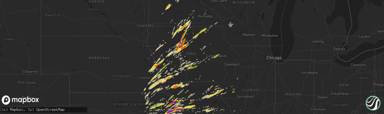 Hail map in Iowa on March 6, 2017