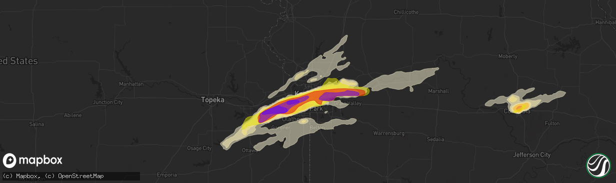 Hail map in Kansas City, KS on March 6, 2017