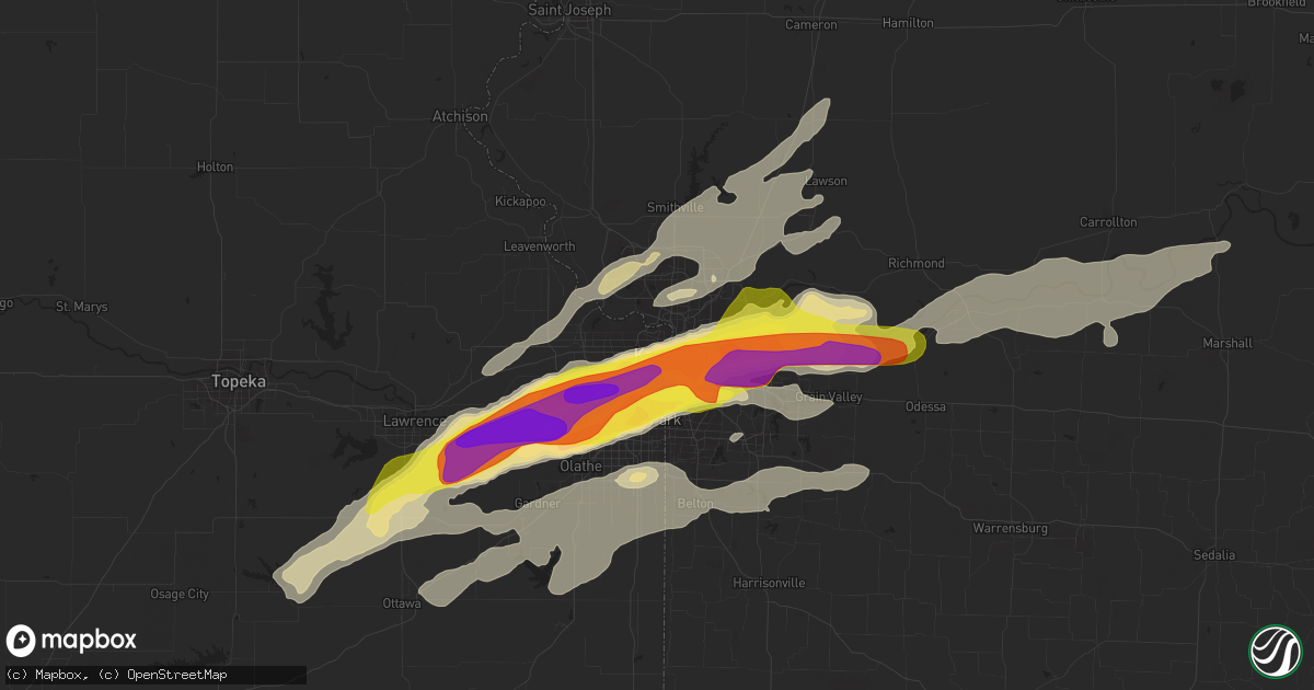 Hail map in Kansas City, KS on March 6, 2017