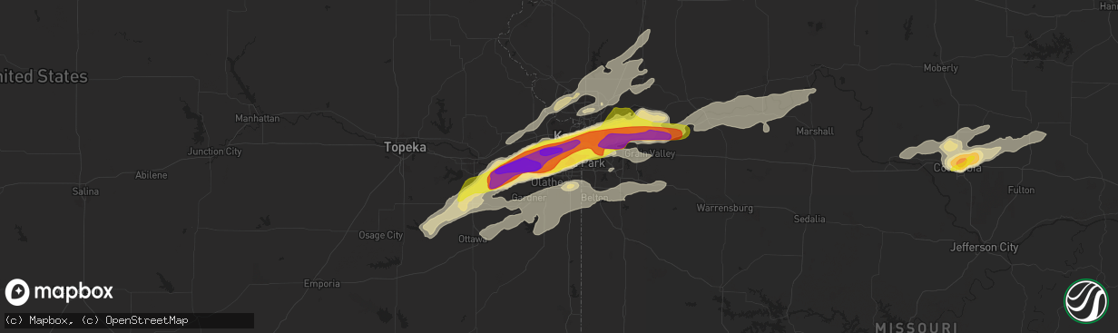 Hail map in Lenexa, KS on March 6, 2017