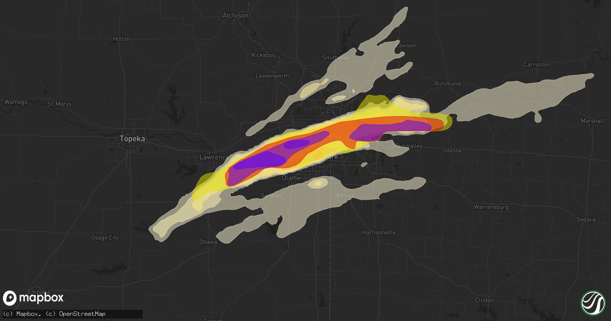 Hail map in Lenexa, KS on March 6, 2017