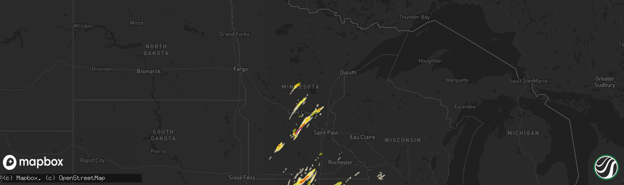 Hail map in Minnesota on March 6, 2017