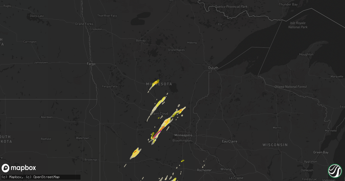 Hail map in Minnesota on March 6, 2017