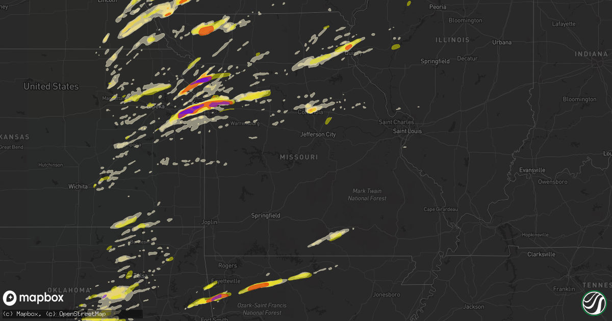 Hail map in Missouri on March 6, 2017