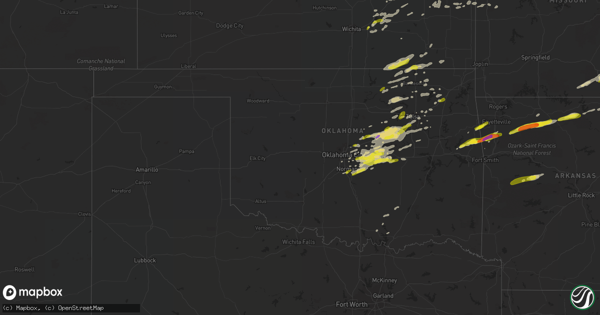 Hail map in Oklahoma on March 6, 2017