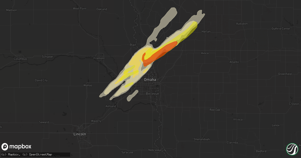 Hail map in Omaha, NE on March 6, 2017
