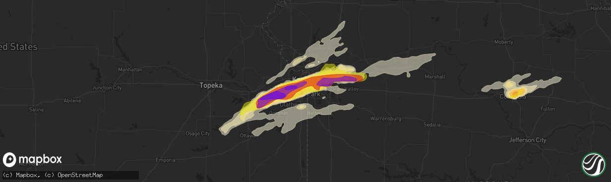 Hail map in Prairie Village, KS on March 6, 2017