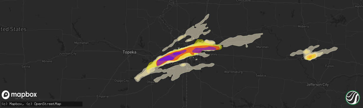 Hail map in Shawnee, KS on March 6, 2017