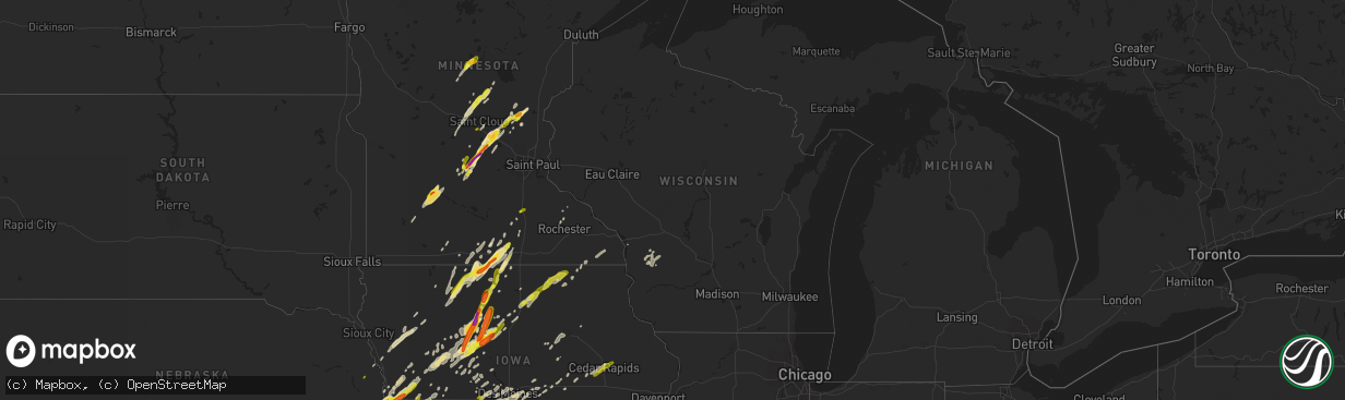 Hail map in Wisconsin on March 6, 2017