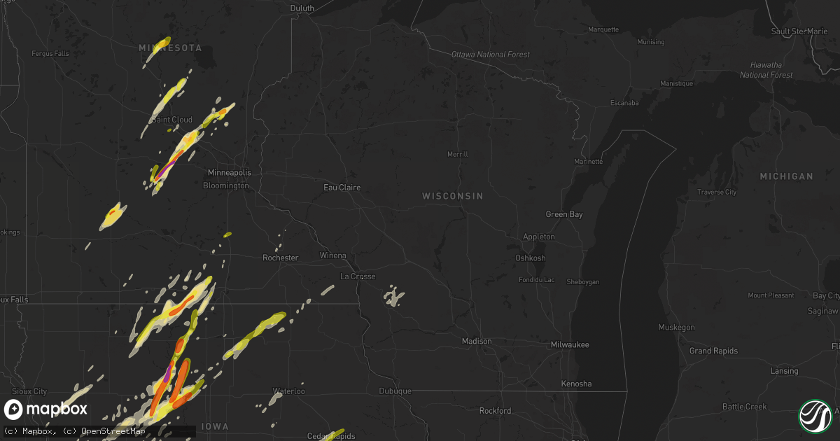Hail map in Wisconsin on March 6, 2017