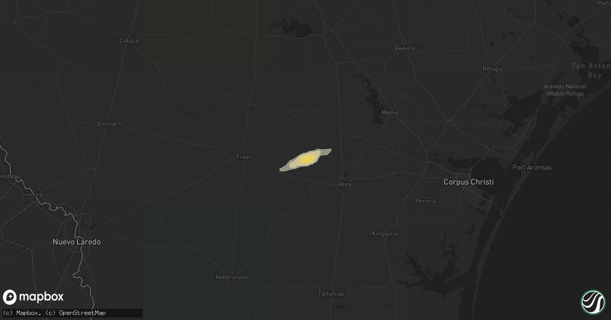 Hail map in San Diego, TX on March 6, 2018