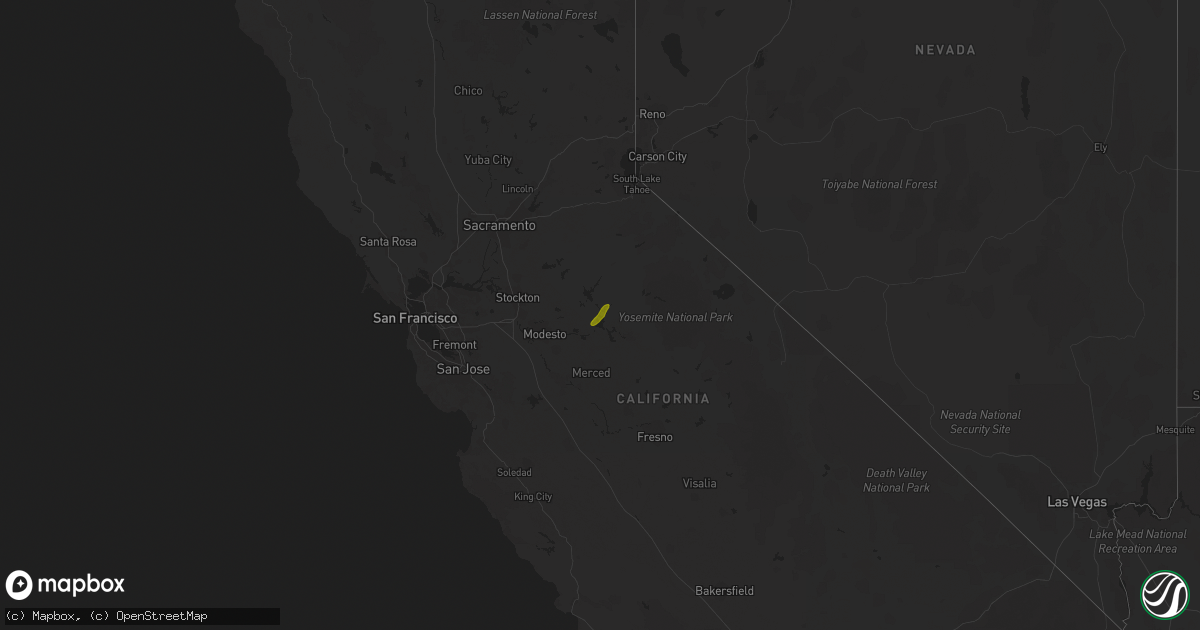 Hail map in California on March 6, 2019